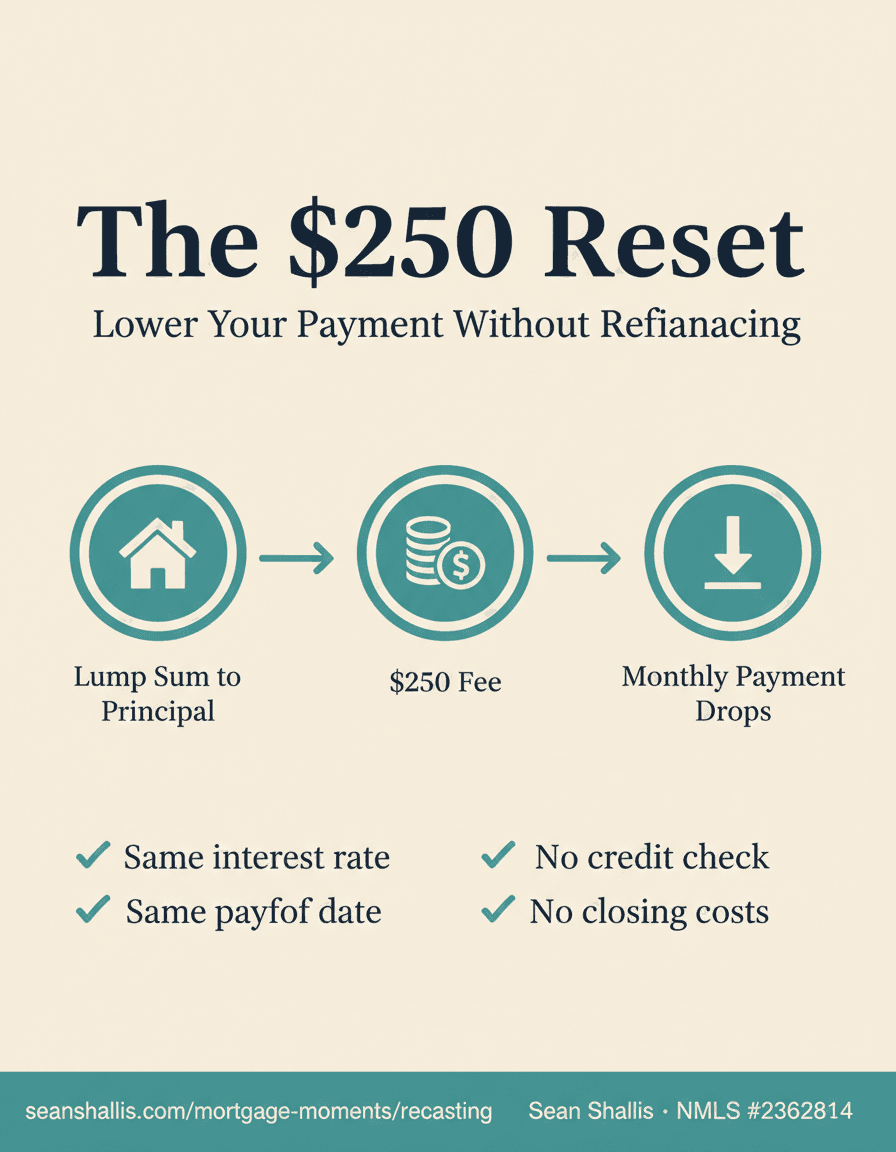 The $250 Reset — Lump Sum to Principal, $250 Fee, Monthly Payment Drops