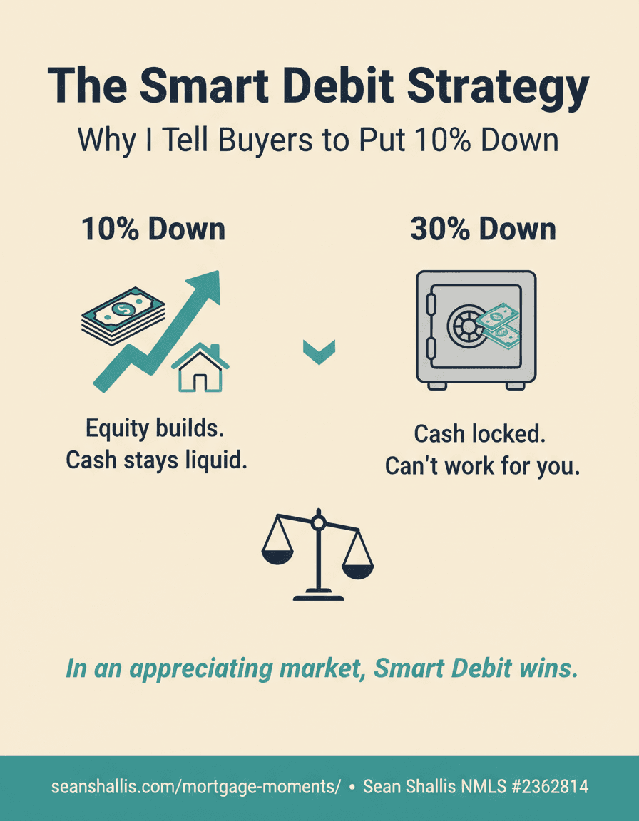 The Smart Debit Strategy — 10% down keeps cash liquid, 30% down locks it away